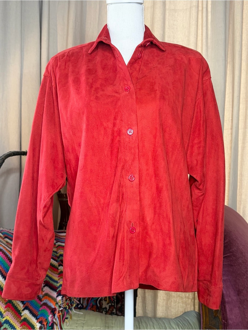80s Tomato Red Suede Shirt